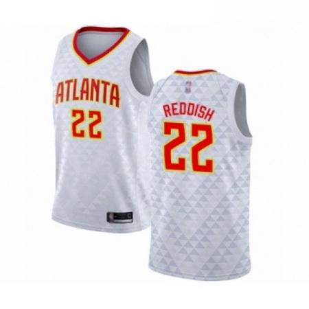 Mens Atlanta Hawks 22 Cam Reddish Authentic White Basketball Jersey Association Edition