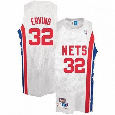 Mens Adidas Brooklyn Nets 32 Julius Erving Authentic White ABA Retro Throwback NBA Jersey