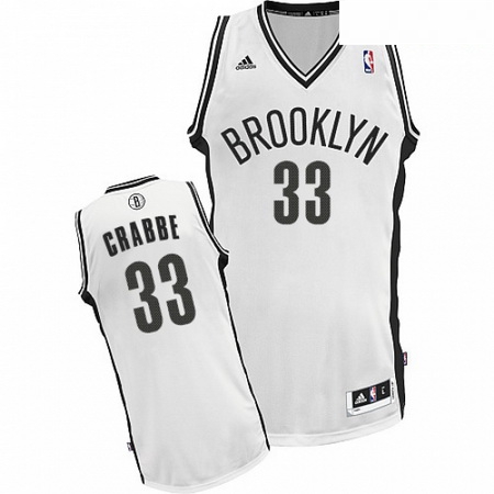 Mens Adidas Brooklyn Nets 33 Allen Crabbe Swingman White Home NBA Jersey