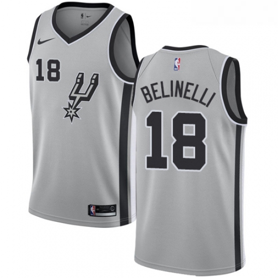 Youth Nike San Antonio Spurs 18 Marco Belinelli Swingman Silver NBA Jersey Statement Edition