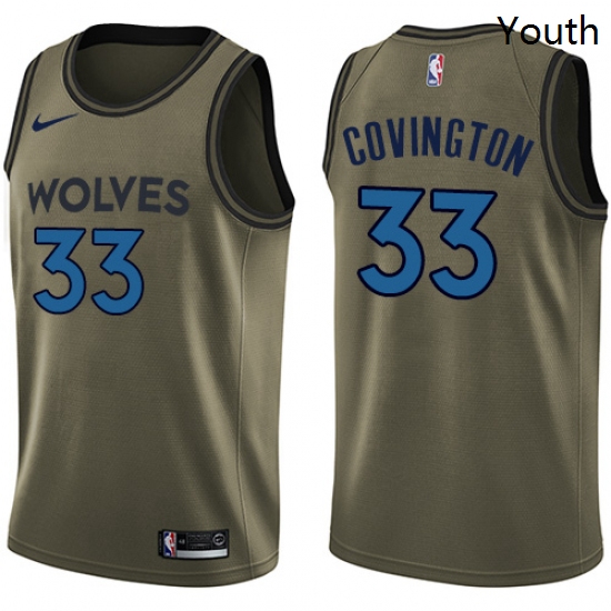 Youth Nike Minnesota Timberwolves 33 Robert Covington Swingman Green Salute to Service NBA Jersey