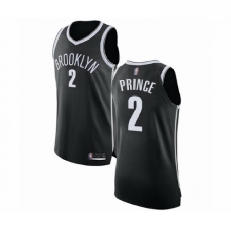 Mens Brooklyn Nets 2 Taurean Prince Authentic Black Basketball Jersey Icon Edition