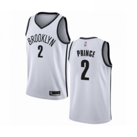 Mens Brooklyn Nets 2 Taurean Prince Authentic White Basketball Jersey Association Edition