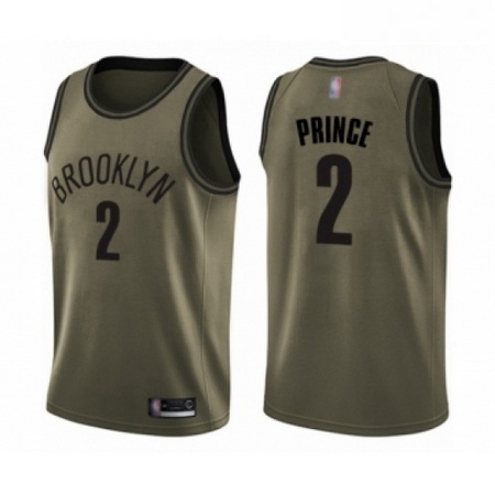 Mens Brooklyn Nets 2 Taurean Prince Swingman Green Salute to Service Basketball Jersey