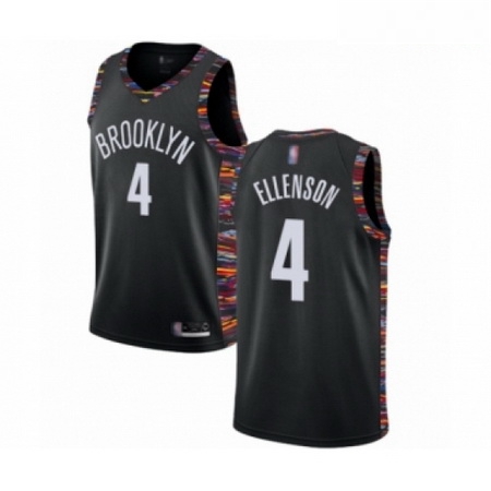 Mens Brooklyn Nets 4 Henry Ellenson Authentic Black Basketball Jersey 2018 19 City Edition