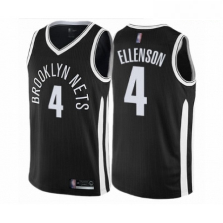 Mens Brooklyn Nets 4 Henry Ellenson Authentic Black Basketball Jersey City Edition