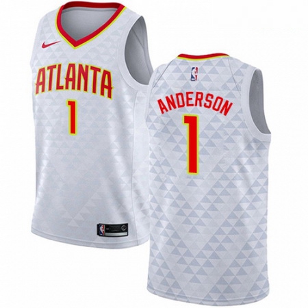 Mens Nike Atlanta Hawks 1 Justin Anderson Swingman White NBA Jersey Association Edition