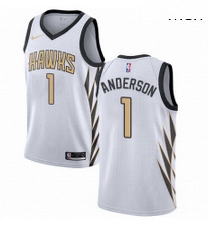 Mens Nike Atlanta Hawks 1 Justin Anderson Swingman White NBA Jersey City Edition