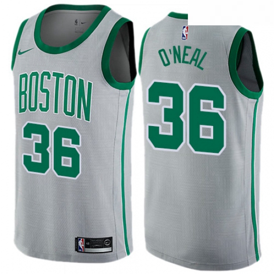 Youth Nike Boston Celtics 36 Shaquille ONeal Swingman Gray NBA Jersey City Edition