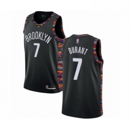 Mens Brooklyn Nets 7 Kevin Durant Authentic Black Basketball Jersey 2018 19 City Edition