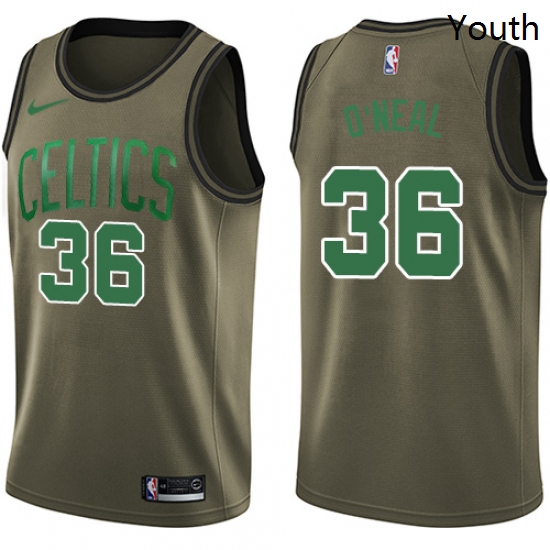 Youth Nike Boston Celtics 36 Shaquille ONeal Swingman Green Salute to Service NBA Jersey