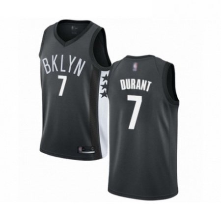 Mens Brooklyn Nets 7 Kevin Durant Authentic Gray Basketball Jersey Statement Edition