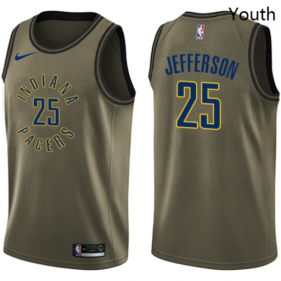 Youth Nike Indiana Pacers 25 Al Jefferson Swingman Green Salute to Service NBA Jersey