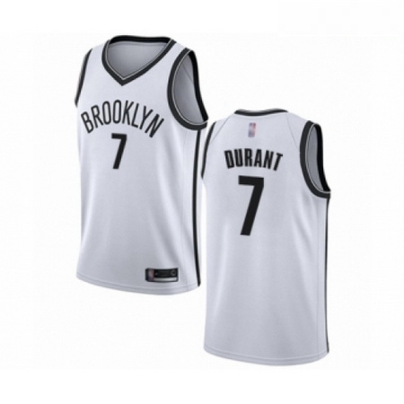 Mens Brooklyn Nets 7 Kevin Durant Authentic White Basketball Jersey Association Edition