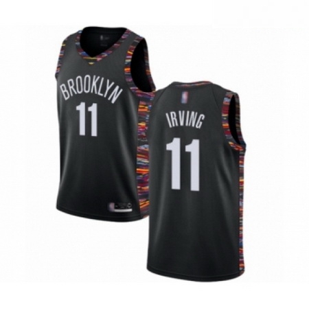 Mens Brooklyn Nets 11 Kyrie Irving Authentic Black Basketball Jersey 2018 19 City Edition