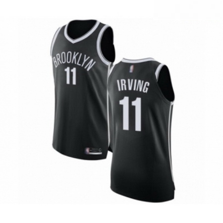 Mens Brooklyn Nets 11 Kyrie Irving Authentic Black Basketball Jersey Icon Edition