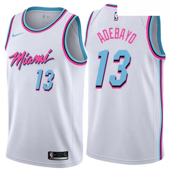 Youth Nike Miami Heat 13 Edrice Adebayo Swingman White NBA Jersey City Edition