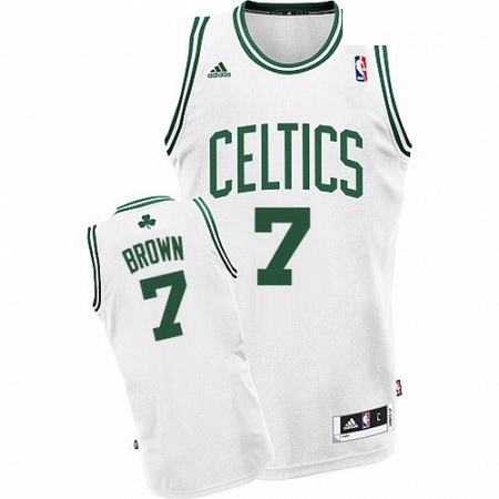 Mens Adidas Boston Celtics 7 Jaylen Brown Swingman White Home NBA Jersey