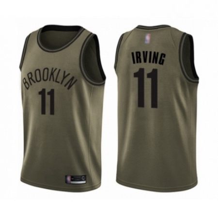 Mens Brooklyn Nets 11 Kyrie Irving Swingman Green Salute to Service Basketball Jersey