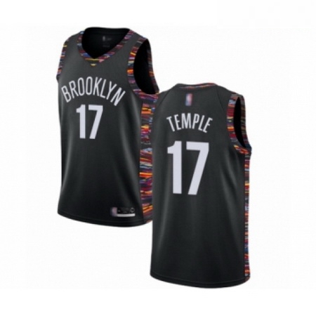 Mens Brooklyn Nets 17 Garrett Temple Authentic Black Basketball Jersey 2018 19 City Edition