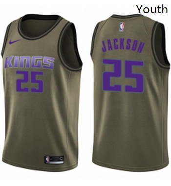 Youth Nike Sacramento Kings 25 Justin Jackson Swingman Green Salute to Service NBA Jersey