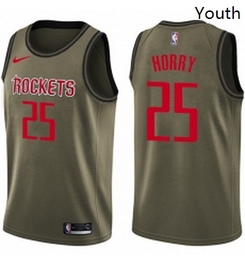 Youth Nike Houston Rockets 25 Robert Horry Swingman Green Salute to Service NBA Jersey