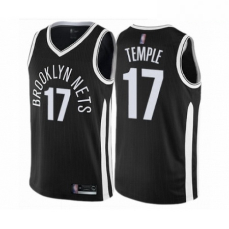 Mens Brooklyn Nets 17 Garrett Temple Authentic Black Basketball Jersey City Edition