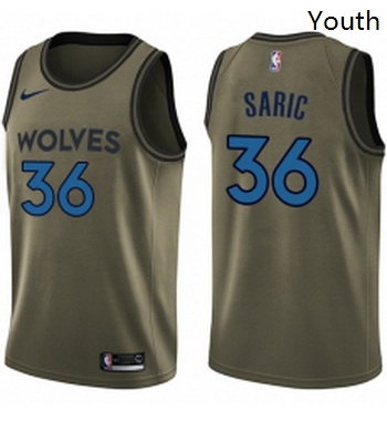 Youth Nike Minnesota Timberwolves 36 Dario Saric Swingman Green Salute to Service NBA Jersey