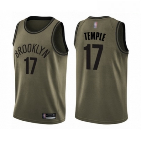 Mens Brooklyn Nets 17 Garrett Temple Swingman Green Salute to Service Basketball Jersey