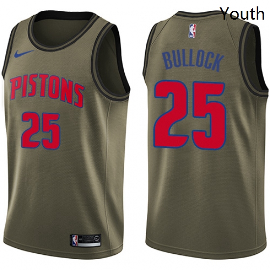 Youth Nike Detroit Pistons 25 Reggie Bullock Swingman Green Salute to Service NBA Jersey