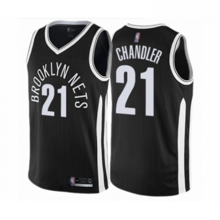 Mens Brooklyn Nets 21 Wilson Chandler Authentic Black Basketball Jersey City Edition