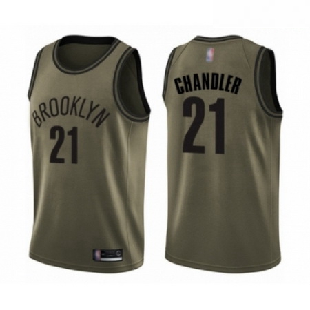 Mens Brooklyn Nets 21 Wilson Chandler Swingman Green Salute to Service Basketball Jersey