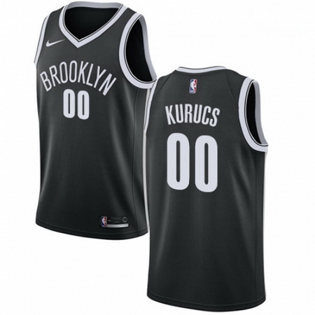 Mens Nike Brooklyn Nets 00 Rodions Kurucs Swingman Black NBA Jersey Icon Edition