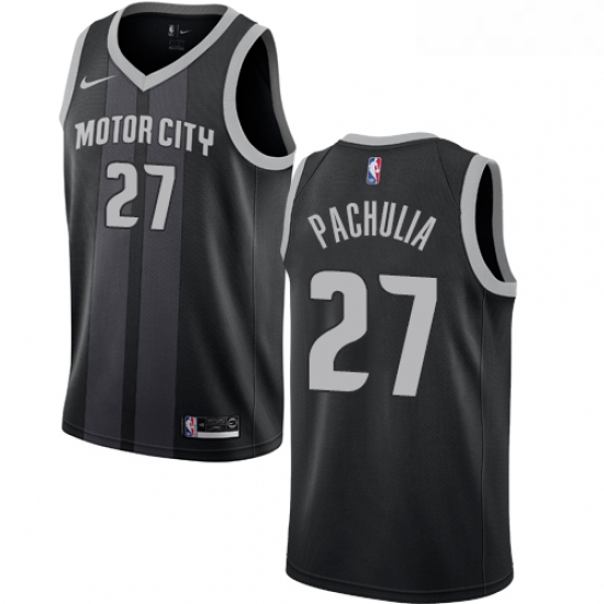 Youth Nike Detroit Pistons 27 Zaza Pachulia Swingman Black NBA Jersey City Edition