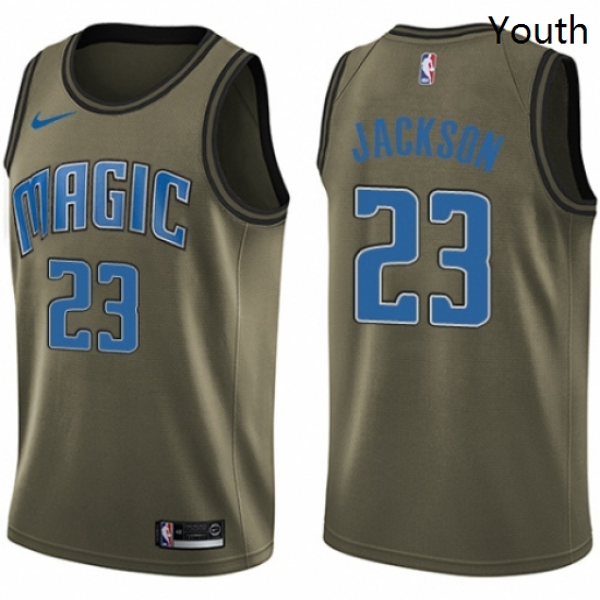 Youth Nike Orlando Magic 23 Justin Jackson Swingman Green Salute to Service NBA Jersey