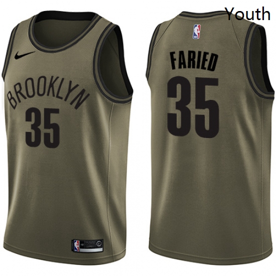 Youth Nike Brooklyn Nets 35 Kenneth Faried Swingman Green Salute to Service NBA Jersey