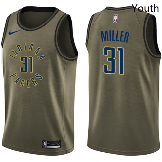 Youth Nike Indiana Pacers 31 Reggie Miller Swingman Green Salute to Service NBA Jersey