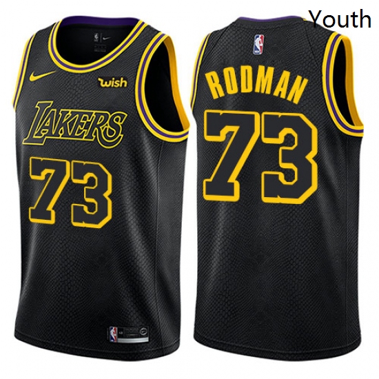 Youth Nike Los Angeles Lakers 73 Dennis Rodman Swingman Black NBA Jersey City Edition