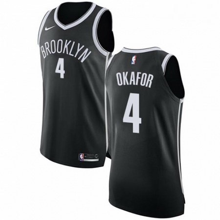 Mens Nike Brooklyn Nets 4 Jahlil Okafor Authentic Black Road NBA Jersey Icon Edition