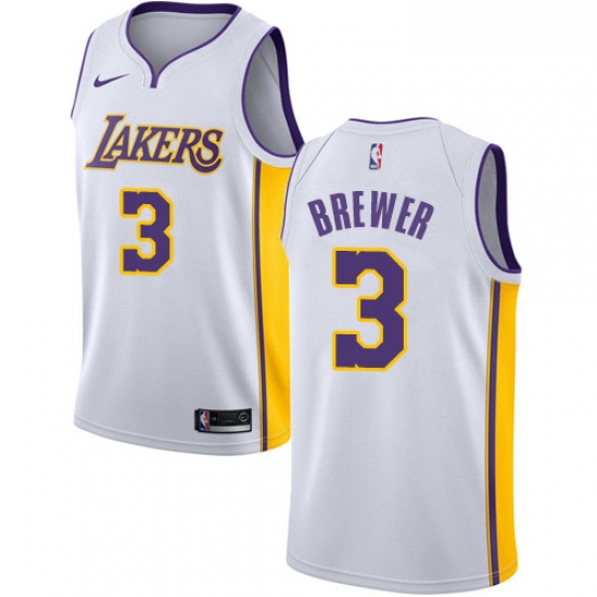 Youth Nike Los Angeles Lakers 3 Corey Brewer Swingman White NBA Jersey Association Edition