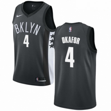 Mens Nike Brooklyn Nets 4 Jahlil Okafor Authentic Gray NBA Jersey Statement Edition