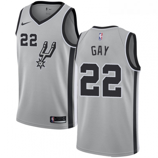 Youth Nike San Antonio Spurs 22 Rudy Gay Authentic Silver Alternate NBA Jersey Statement Edition