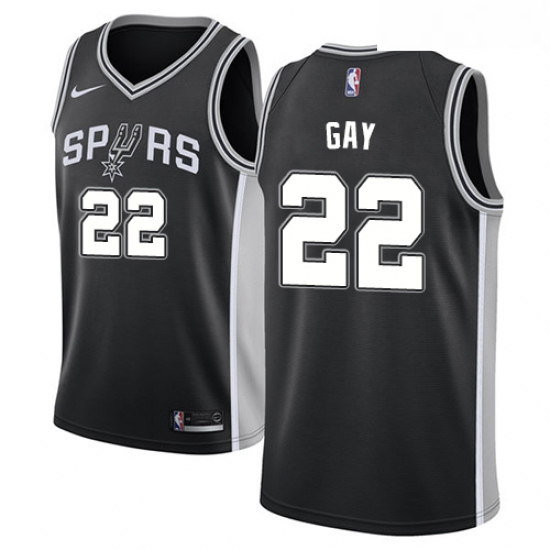 Youth Nike San Antonio Spurs 22 Rudy Gay Swingman Black Road NBA Jersey Icon Edition