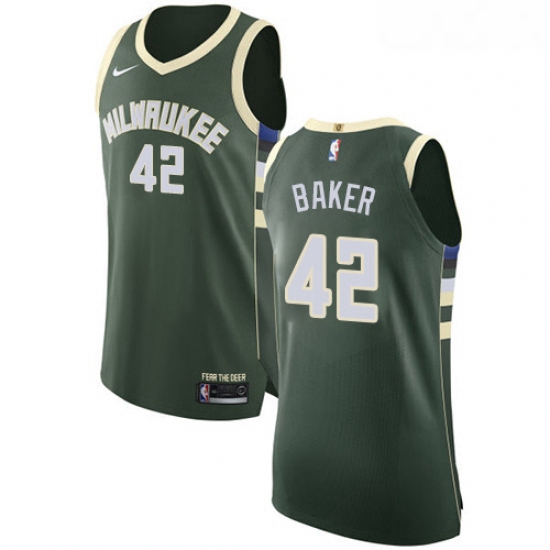 Youth Nike Milwaukee Bucks 42 Vin Baker Authentic Green Road NBA