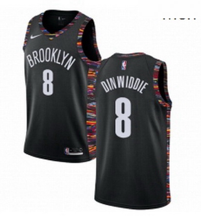 Mens Nike Brooklyn Nets 8 Spencer Dinwiddie Swingman Black NBA J