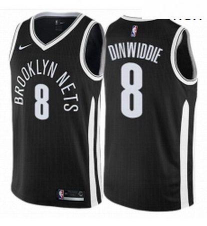 Mens Nike Brooklyn Nets 8 Spencer Dinwiddie Swingman Black NBA Jersey City Edition