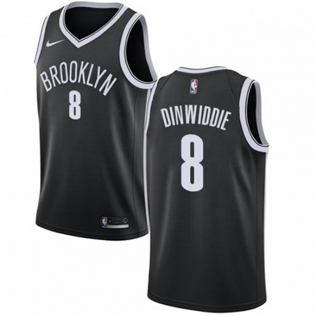 Mens Nike Brooklyn Nets 8 Spencer Dinwiddie Swingman Black NBA Jersey Icon Edition