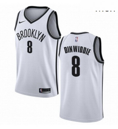 Mens Nike Brooklyn Nets 8 Spencer Dinwiddie Swingman White NBA Jersey Association Edition