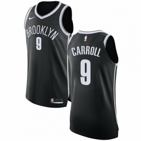 Mens Nike Brooklyn Nets 9 DeMarre Carroll Authentic Black Road NBA Jersey Icon Edition