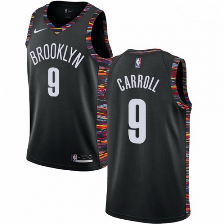 Mens Nike Brooklyn Nets 9 DeMarre Carroll Swingman Black NBA Jersey 2018 19 City Edition